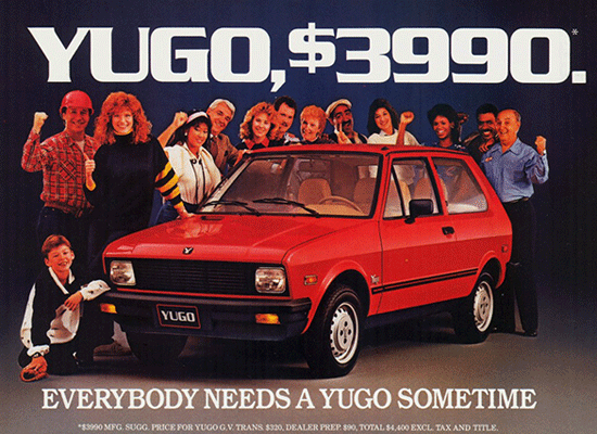 Yugoslavia's Yugo GV entered the United States in 1985 and immediately . High-octane bargain, highly underrated.
