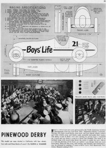 Boys' Life magazine's article about the Pinewood derby, published in October 1954.